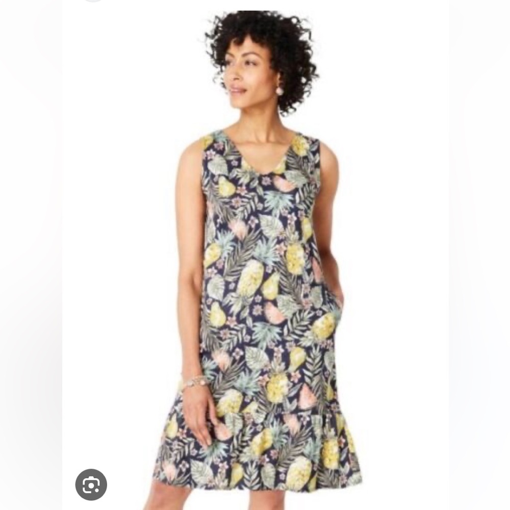 JJill flounced-hem double v-neck knit dress